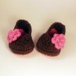 Crochet Rose Baby Booties - Chocolate Brown And..