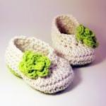 Antique Ivory Ballet Style Crochet Booties With..