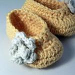 Rose Baby Booties - Yellow An Ivory 0 To 3 Months