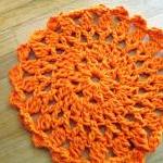 Crochet Dish Cloths In Orange, Vintage Doily..