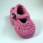 Crochet Baby Booties, Pink Mary Jane Style, Ready..