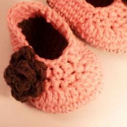 Peach Baby Booties With Br..